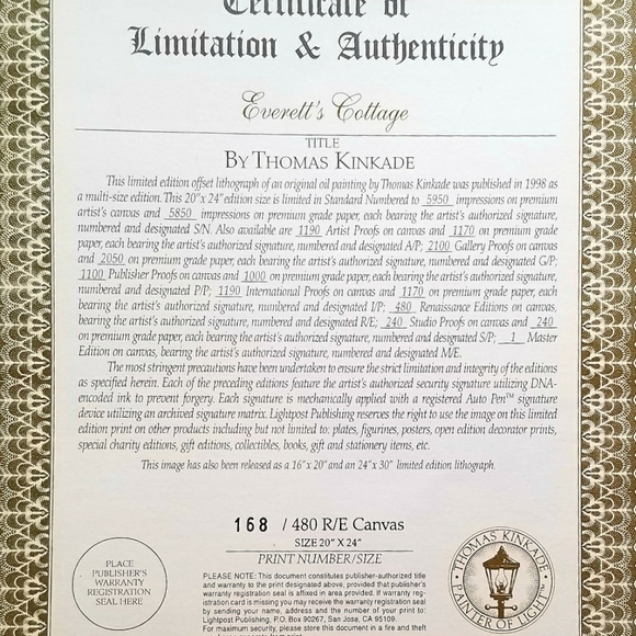 Thomas Kincade Lithograph - Picture 5 of 7